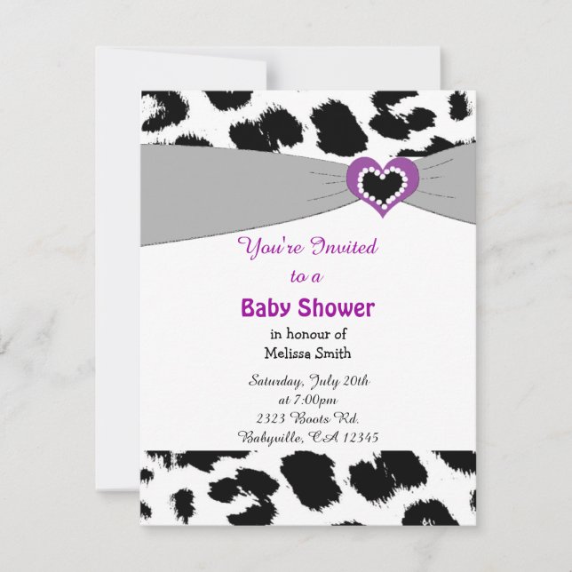 Invitation du Baby shower Motif Leopard (Devant)