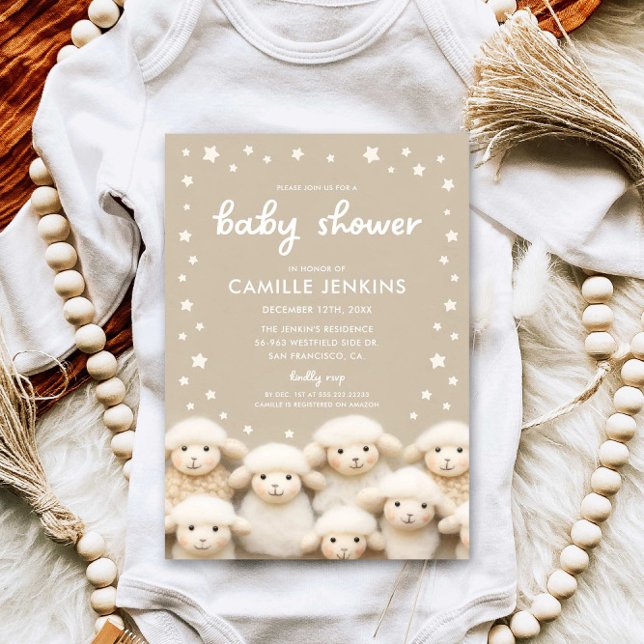 Invitation du Baby shower neutre pour le mouton (Little Lamb Gender Neutral Baby Shower Invitation)