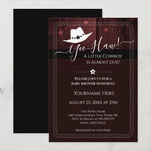 Invitation du Baby shower occidental Little Cowboy