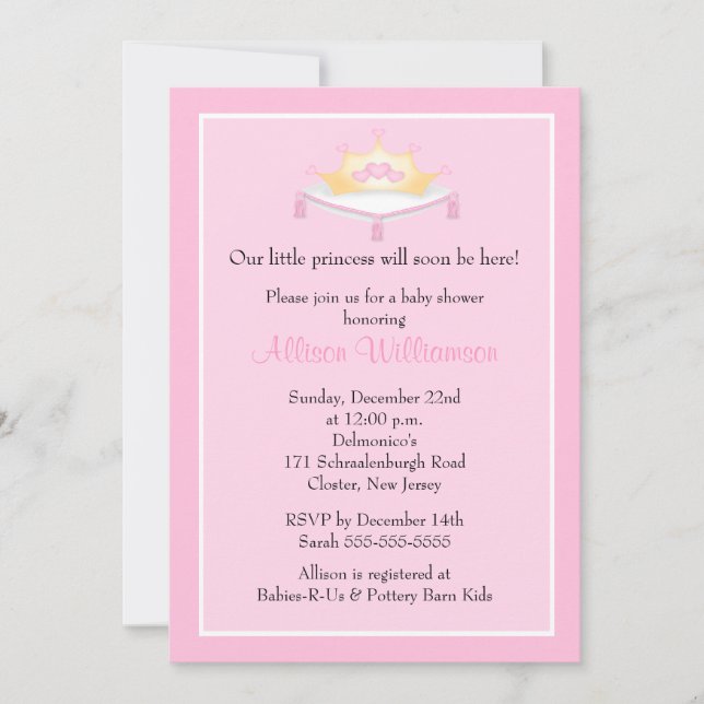Invitation du Baby shower Princess Crown (Devant)