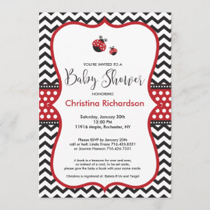 Invitation du Baby shower Red Ladybug