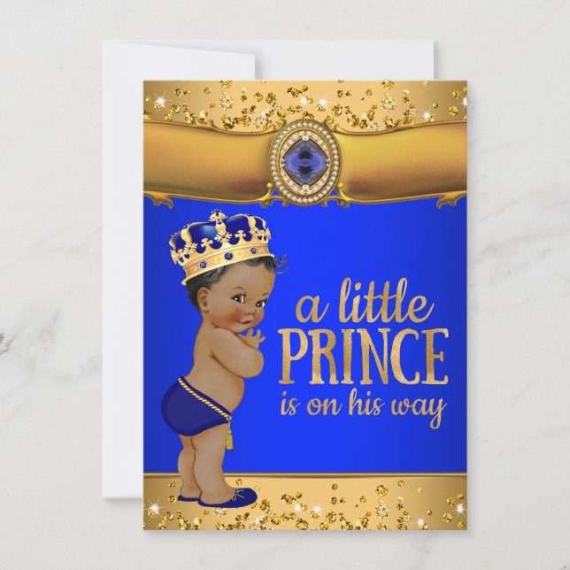 Invitation du Baby shower Royal Blue Gold (Devant)