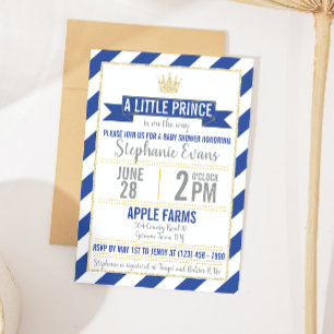 Invitation du Baby shower Royal Blue Gold