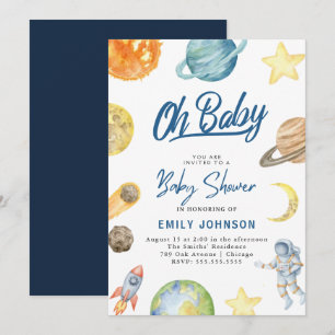Invitation du Baby shower spatial Astronaut