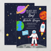 Invitation du Baby shower spatial de l'astronaute