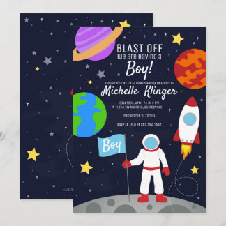 Invitation du Baby shower spatial de l'astronaute