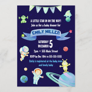 Invitation du Baby shower spatial de l'astronaute