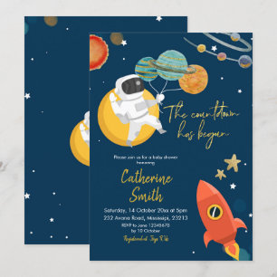 Invitation du Baby shower spatial solaire Planète