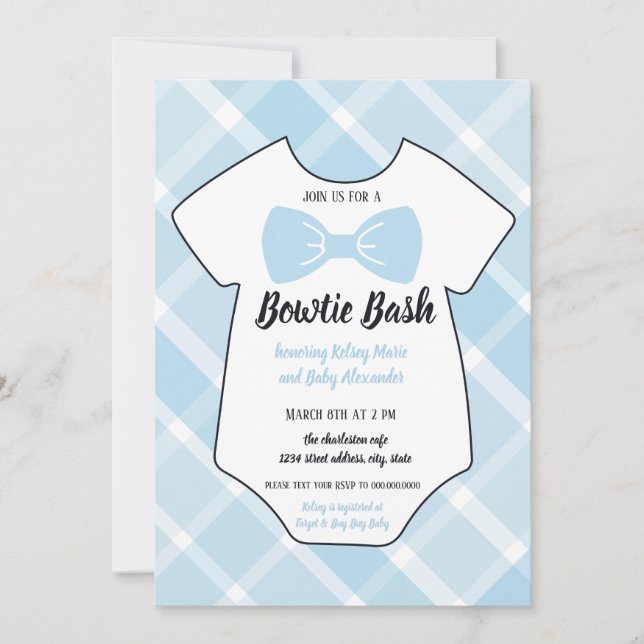 Invitation du Baby shower Sud Bowtie Bash (Devant)