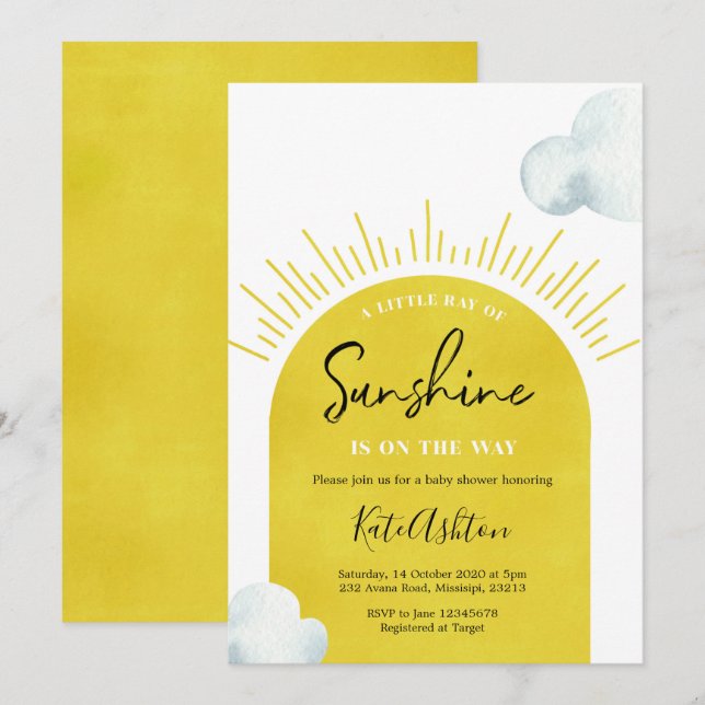Invitation du Baby shower Sun Boho (Devant / Derrière)
