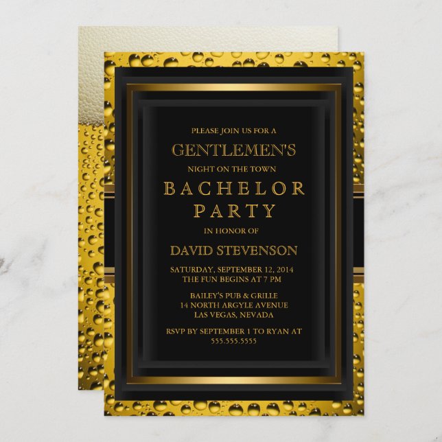 Invitation du Bachelor Party de Bier Gentlemen (Devant / Derrière)