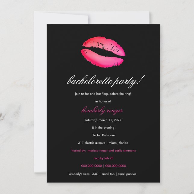 Invitation du Bachelorette Lingerie Party (Devant)