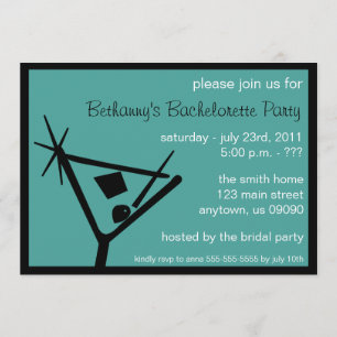 Invitation du Bachelorette Martini Glass (Turquois