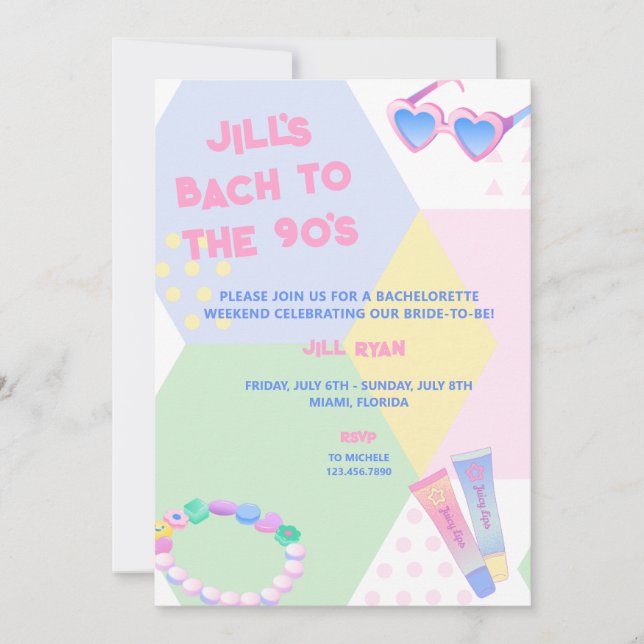 Invitation du Bachelorette Party des années 90 (Devant)