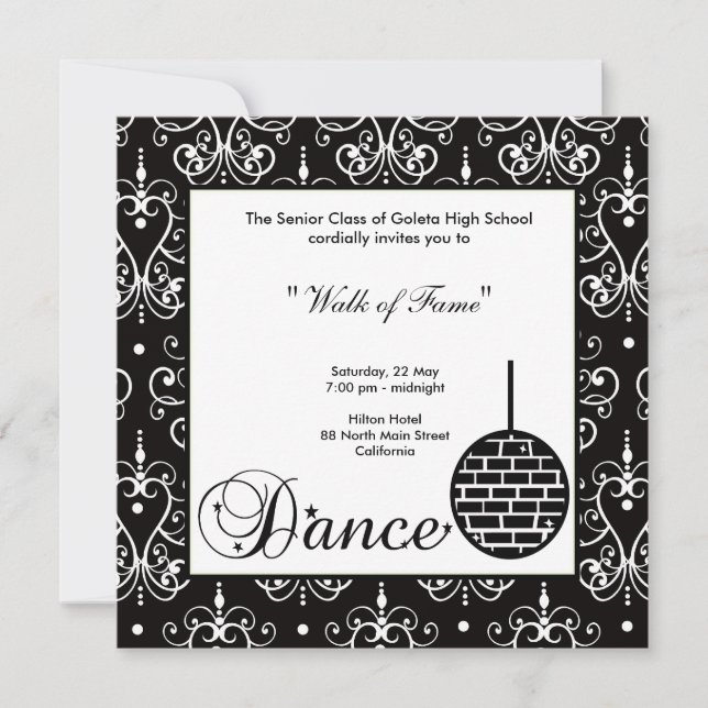 Invitation du bal de fin d'année (Devant)