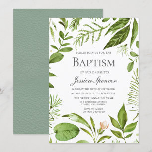 Invitation du baptême de la couronne verte moderne