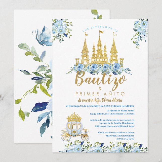 Invitation du baptême Princesse Bautizo Invitation (Devant / Derrière)