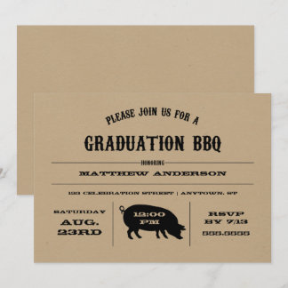 Invitation du barbecue de graduation vintage