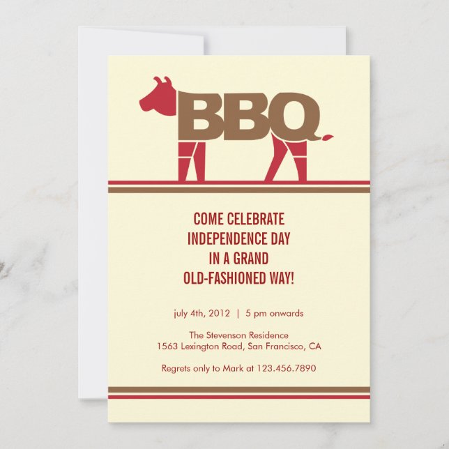 Invitation du barbecue moderne du 4 juillet (Devant)