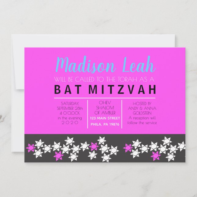 Invitation du Bat mitzvah de barre de CRÉATION (Devant)