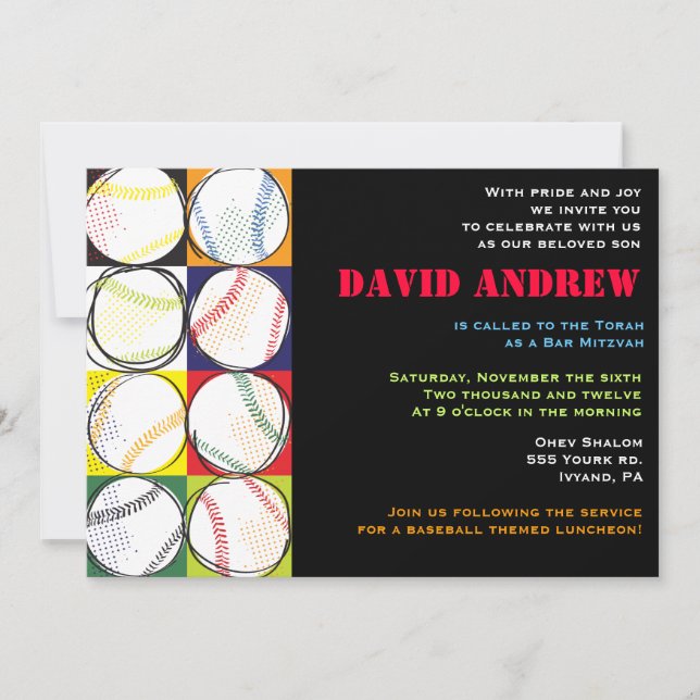 Invitation du Bat mitzvah de base-ball à thème Ret (Devant)