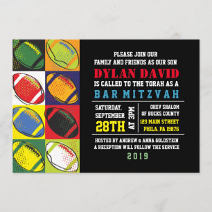 Invitation du Bat mitzvah de la barre à thème du f