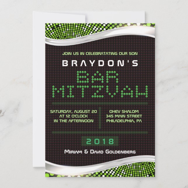 Invitation du Bat mitzvah de la barre des JEUX VID (Devant)