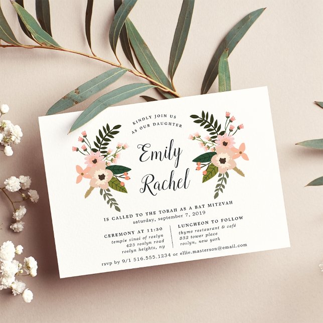 Invitation du Bat mitzvah de prairie de pêche (Créateur téléchargé)