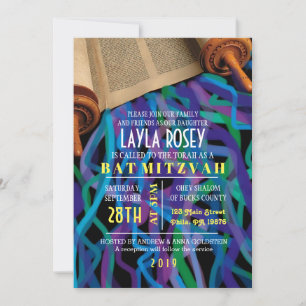 Invitation du Bat mitzvah du bar RETRO TORAH