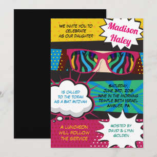 Invitation du Bat mitzvah RETRO ENSOLEILLEMENTS PO
