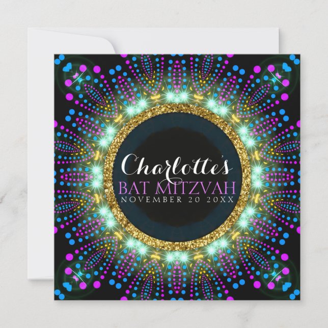 Invitation du Bat mitzvah super Lumière Noire (Devant)