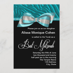Invitation du Bat mitzvah turquoise Blue Zebra