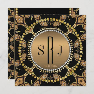 Invitation du Batik Art Déco Black Gold Monogram P