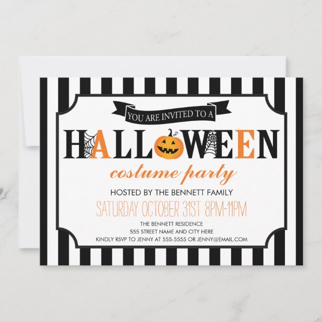 Invitation du Black and White Halloween Party (Devant)
