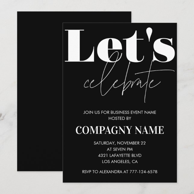 Invitation du Black Business Party Fêtons la fête (Devant / Derrière)