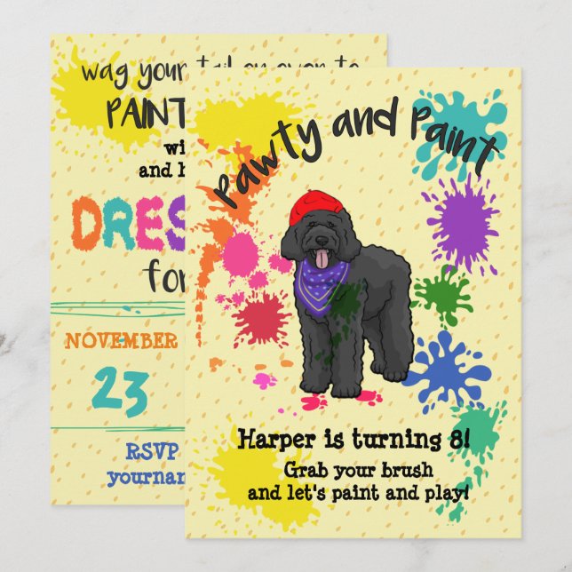 Invitation du Black Labradoodle Dog Art Birthday P (Devant / Derrière)