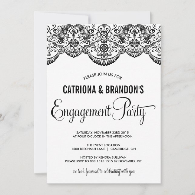 Invitation du Black Marocain Lace Engagement Party (Devant)