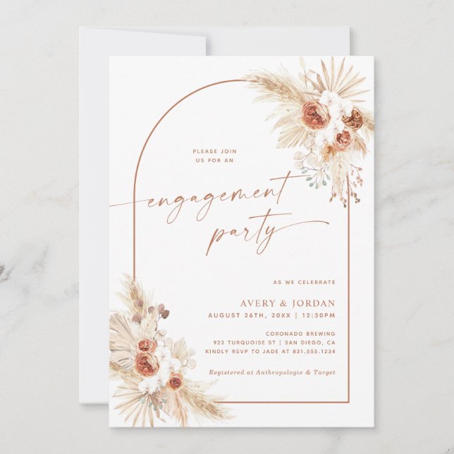 Invitation du Boho Engagement Party | Carte Douche (Devant)