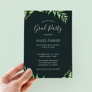 Invitation du Boho Feuille Graduation Party