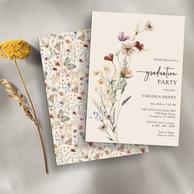 Invitation du Boho Graduation Party (Watercolor Boho Floral Graduation Party Invitation by Painted Paperie
)