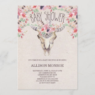 Invitation du Boho tribal et du Baby shower floral