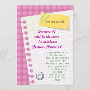 Invitation du bonbon 16 à carnet
