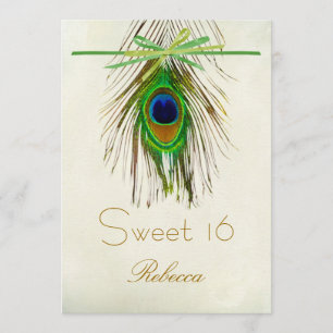 Invitation du bonbon 16 à plume de paon