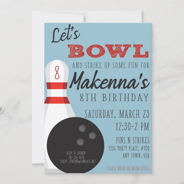 Invitation du Bowling Party (Devant)