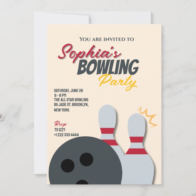 Invitation du Bowling Party (Devant)