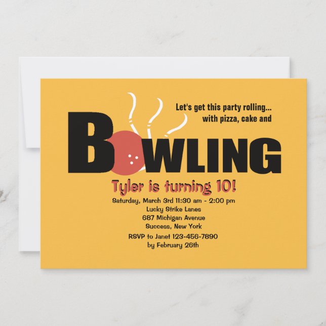 Invitation du Bowling Party (Devant)
