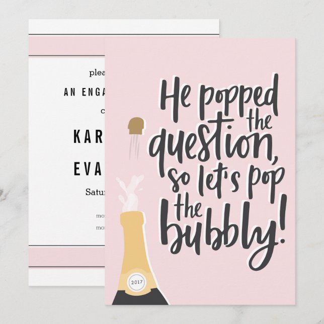 Invitation du Bubbly Engagement Party (Devant / Derrière)