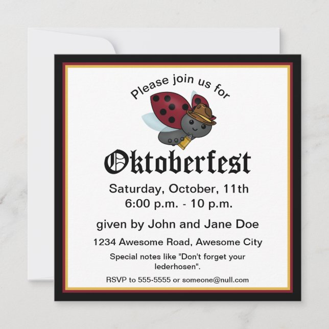 Invitation du Bug Party Oktoberfest (Devant)