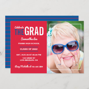 Invitation du Cardinal Red and Blue Graduation Par