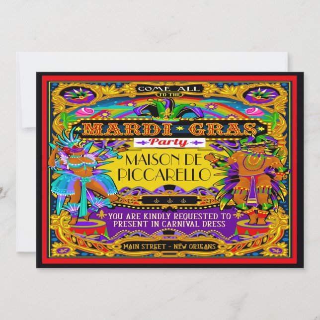 Invitation du Carnaval de Mardi Gras (Devant)